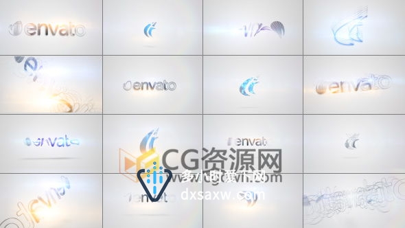 20组标志动画工程AE模板 明亮金光闪闪旋转LOGO片头