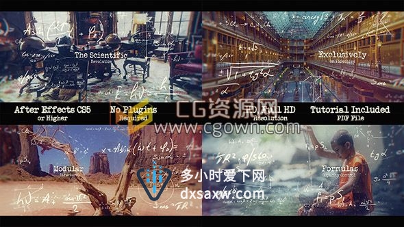 科学革命历史纪录片励志学校公式元素视频宣传片头AE模板