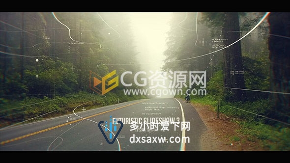 大气未来科幻风格抽象路径线条视差视频AE模板 企业展示图片片头
