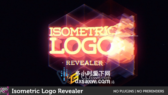 AE模板 透明投射立方体玻璃六角形旋转展示标志LOGO动画