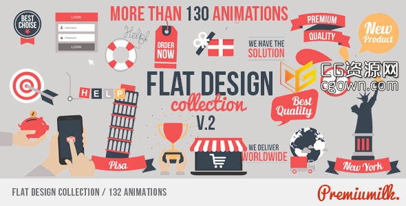扁平化风格 商务图形动画设计包 Videohive Flat Design AE模板