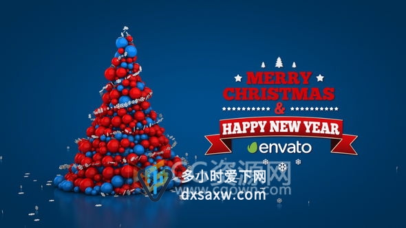 4种3D彩色球体生成圣诞树庆祝新年节日快乐片头视频 AE模板