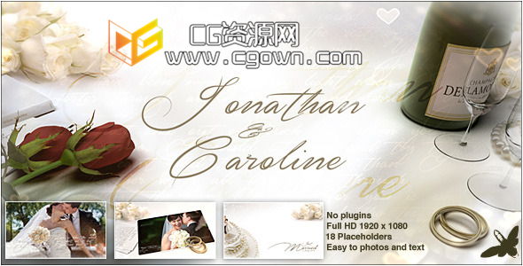 唯美优雅白色婚礼 婚纱相册 Videohive White Wedding AE模板