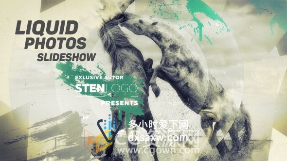 图形遮罩三维流体笔刷展示图文片头AE模板 公司鼓舞人心宣传视频