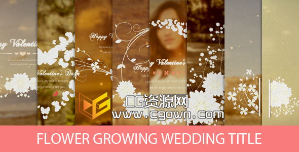 花卉时尚婚礼标题 Videohive Flower Growing Wedding Title AE模板