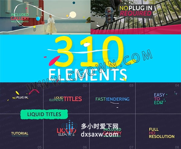 310种FX卡通液体元素MG动画标题转场气球斑点爆炸路径线条