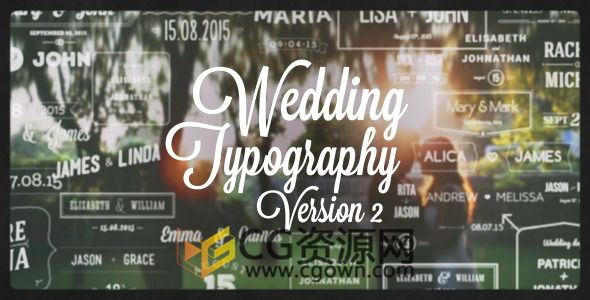 AE模板婚礼视频新郎新娘名字文字标题字幕样式动画包装工程