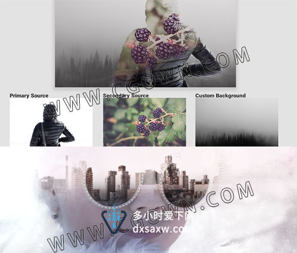 抽象创意肖像混合照片双重曝光艺术摄影梦想宣传展示视频-AE模板