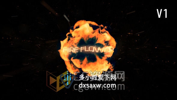 AE模板 燃烧粒子火焰爆散开展示文本标题或LOGO标志动画