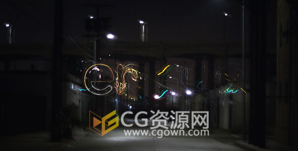 卡通路径描边文字电流展示标志AE模板 发光冲击波LOGO动画片