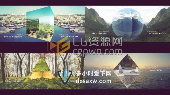 AE模板 几何图形立方体圈子展示美丽风景照片相册视频
