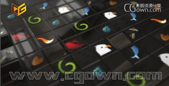 E3D工程三维方块反射翻转展示商标AE模板 公司业务合作伙伴LOGO展示