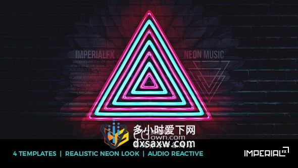 AE模板 霓虹灯音乐频率可视化节奏跳动闪动效果