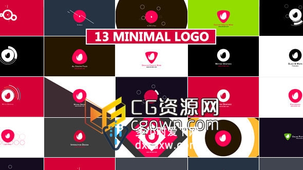 AE模板 可添加到实拍视频画面中的扁平化风格运动图形展示标志动画