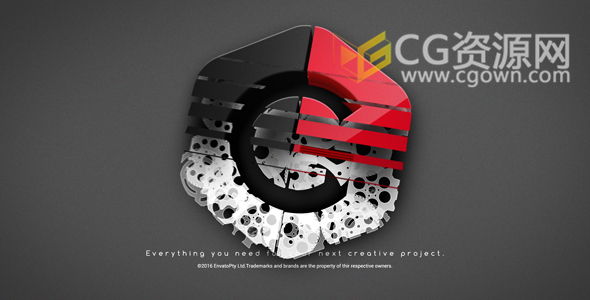 齿轮机械时钟线框蓝图建筑师标志片头AE模板 金属LOGO动画效果