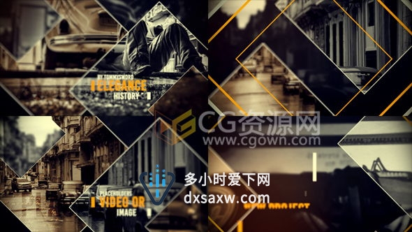 经典老电影复古色彩AE模板 历史回忆照片展示视频幻灯片