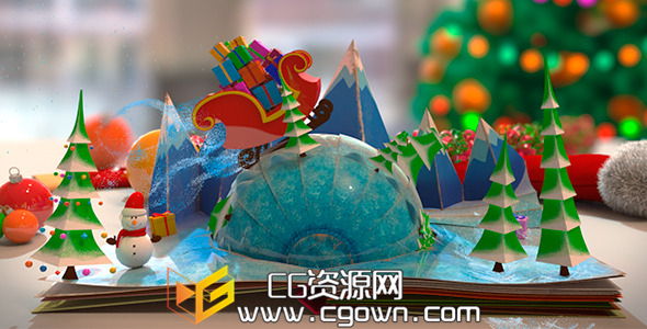 圣诞快乐 立体卡片书 新年快乐 Videohive Christmas Pop-Up Book AE模板