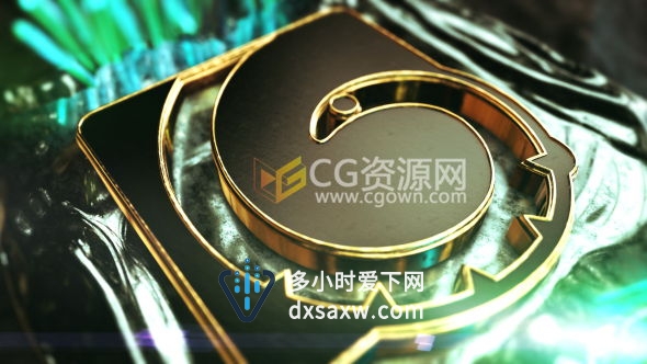 E3D三维金属标志片头AE模板 金色水晶体3D质感文字LOGO演绎动画