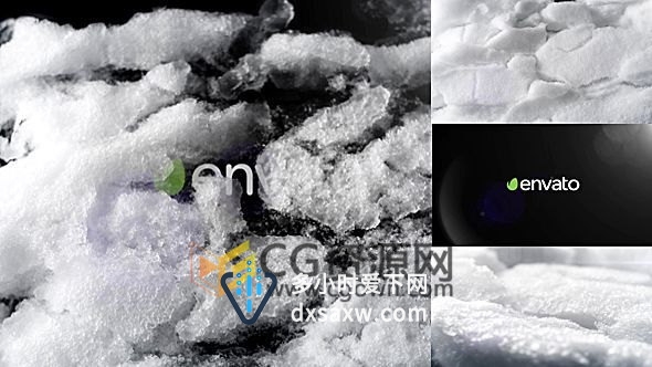 AE模板真实冰雪地融化视频展示标志动画LOGO片头制作