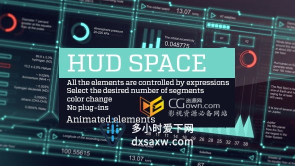 AE模板 数字全息投影高科技技术HUD图形动画信息图表