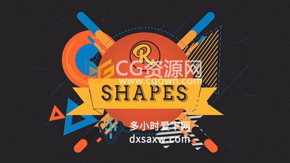 AE模板形状图形动抽象演绎徽章LOGO动画片头设计工程