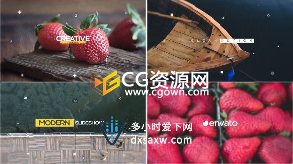 轻快简洁图片分割滑动幻灯片AE模板 夏季旅游展示视频动画