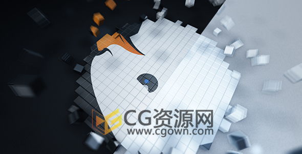 三维像素方块粒子汇聚标志片头LOGO演绎动画E3D工程 AE模板