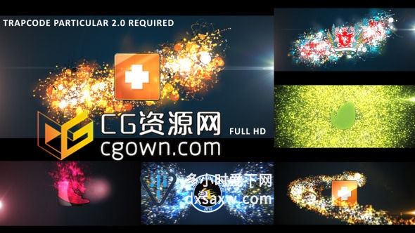 AE模板 多种方式发光粒子演绎出标志 色彩鲜艳充满活力公司LOGO片头