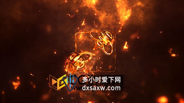 5种火焰粒子标志片头动画AE模板能量火花粒子燃烧LOGO演绎