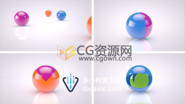 3D彩色小球滚动演绎标志动画AE模板 LOGO片头效果