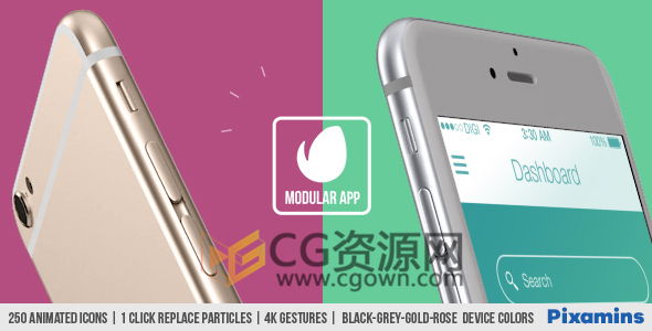 iPhone手机3D应用模拟手势展示APP动画效果 AE模板