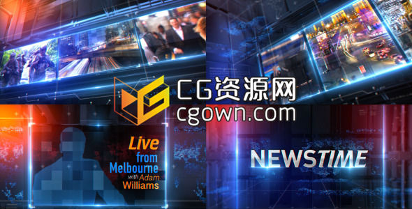 AE模板 光线与蓝色时尚搭配广播新闻电视包装工程文件