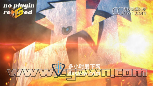 AE模板 三维金属标志片头动画 火焰3D挤压拼成LOGO