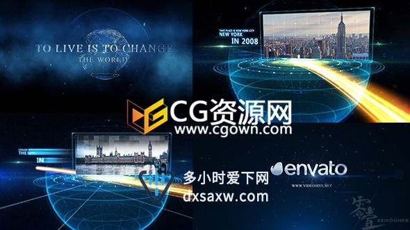 AE模板地球轨迹线粒子企业发展宣传片头动画制作工程