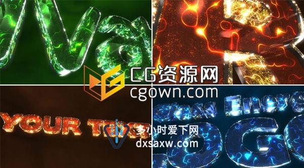 流动光线霓虹灯标志演绎片头 Videohive Glass Energy LogoAE模板