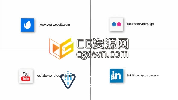 AE模板 社交媒体网站图标标志演绎动画 简洁现代时尚