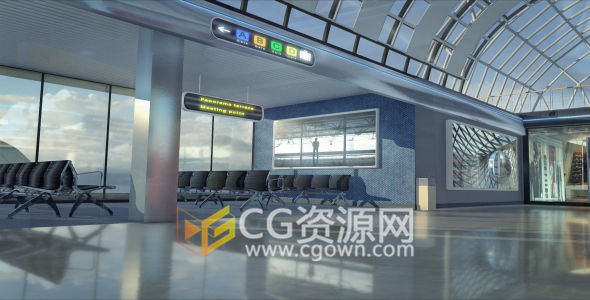 AE模板航空公司机场画廊三维场景宣传片头动画E3D工程