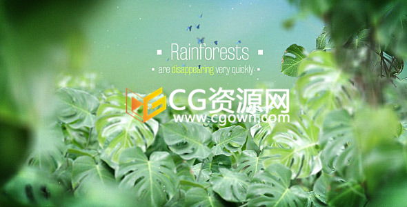 绿色环保生态环境宣传片视频AE模板 森林蝴蝶热带雨林标题动画