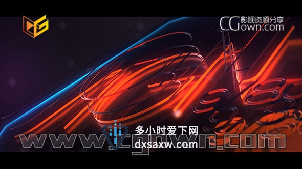 4K分辨率E3D工程文件三维霓虹灯框线文字LOGO特效片头 AE模板
