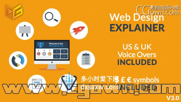 AE模板 网络营销策略分析解释图形动画 社交媒体网站响应式设计