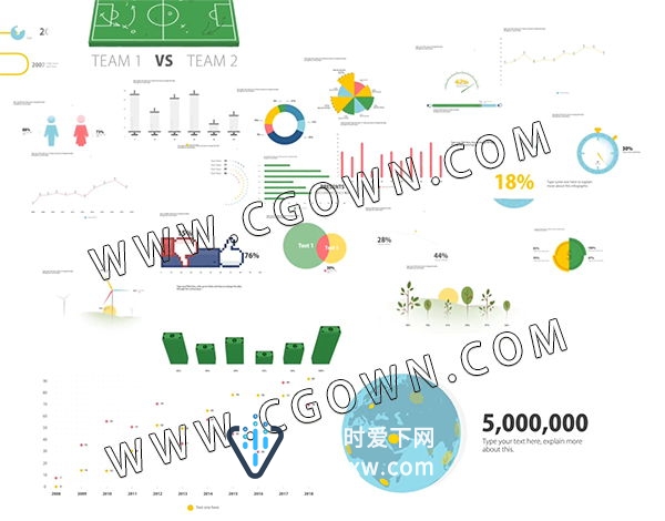 AE模板多样信息图表形图动画生态环境体育金融硬币公司业务介绍