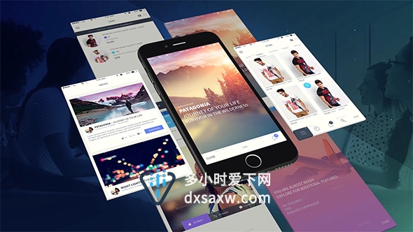 AE模板iPhone手机移动APP应用程序UI界面设计效果演示视频
