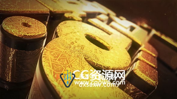 金色蔓藤花纹三维标志片头AE模板 大气LOGO动画E3D工程