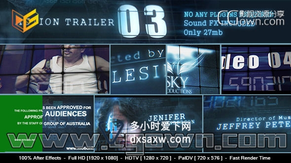 AE模板 电影动作片科幻片惊悚片宣传片 电影预告片 科技感打字效果
