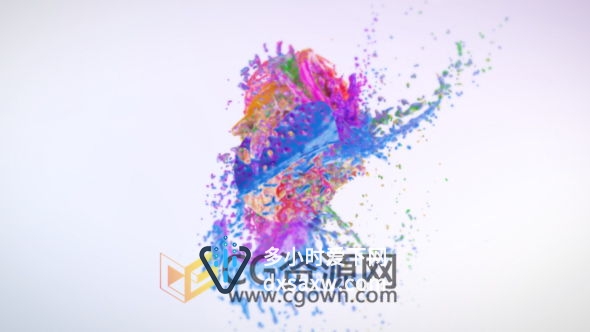 AE模板 七彩色液体水珠撞击飞溅演绎标志开场LOGO片头