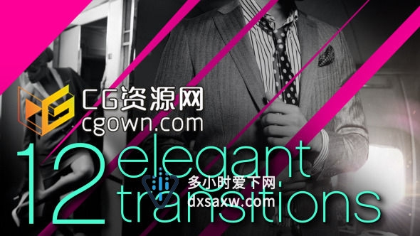 AE模板 12种优雅经典风格过渡转场 用于喜欢时尚，艺术，黑白照片
