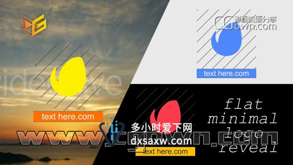 AE模板 非常实用简单企业标志揭示动画 Flat Minimal Logo Reveal