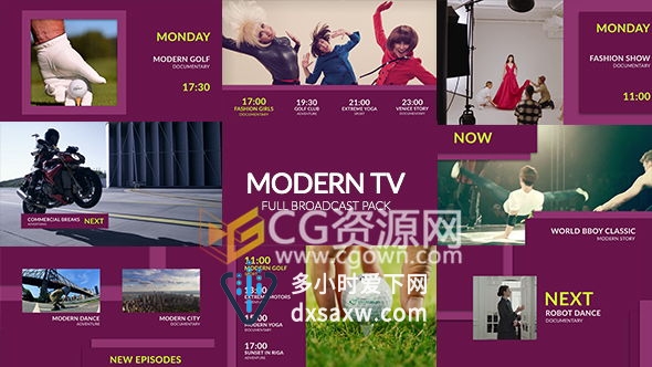 4K分辨率工程TV频道整套包装AE模板 时尚品牌电视栏目片头