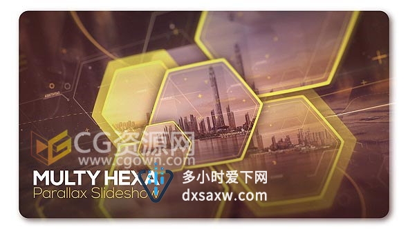 科技感图形视差宣传片头AE模板图形元素文字标题动画效果
