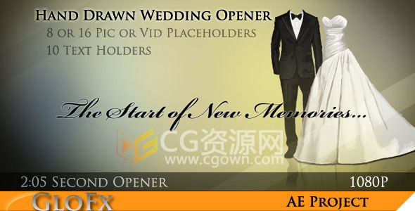 AE模板婚礼相册视频制作工程新郎新娘照片展示动画